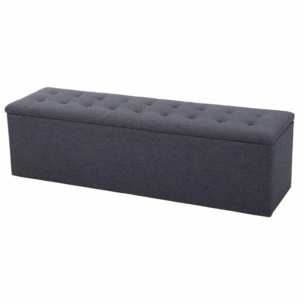 140Cm Tufted Linen Storage Ottoman Bedroom