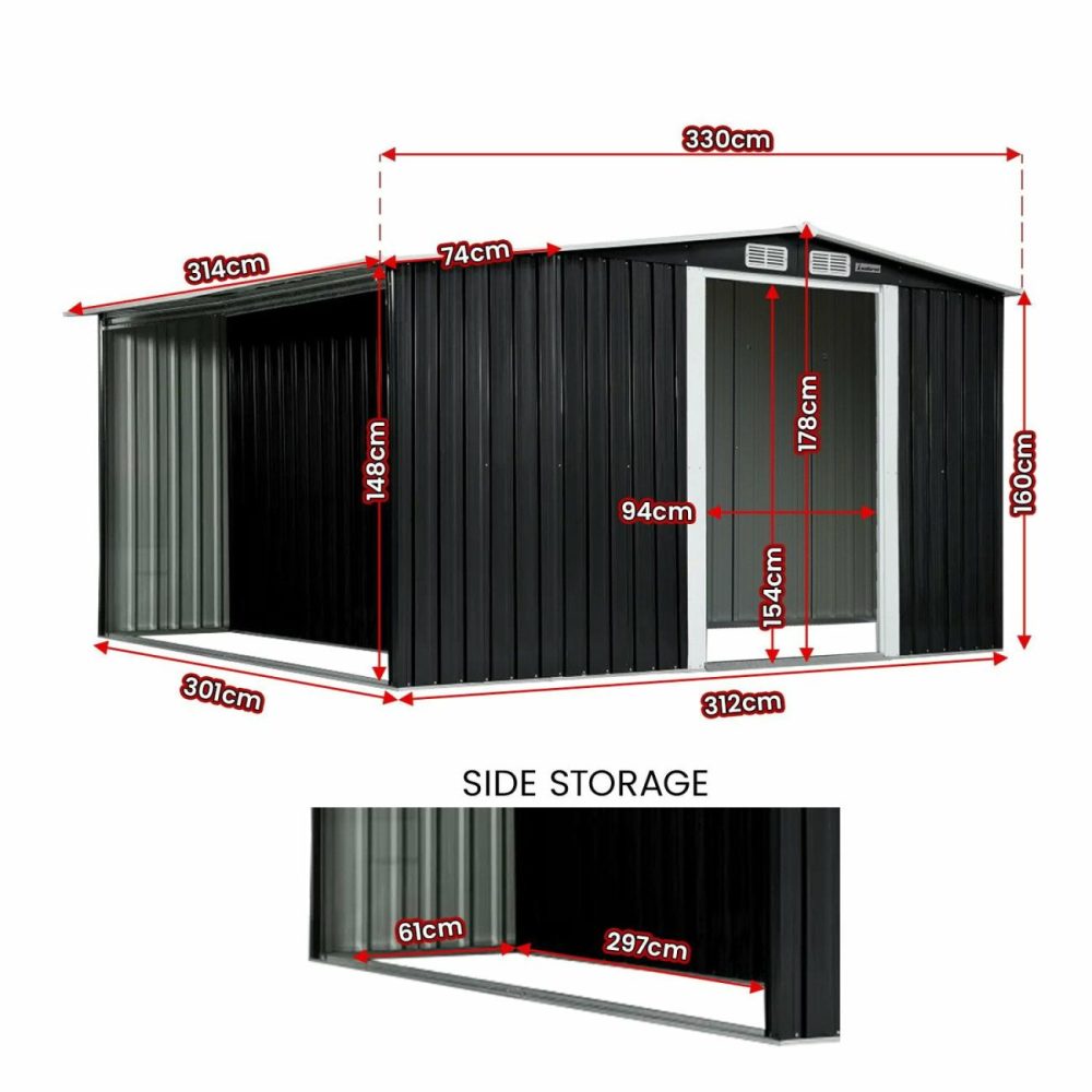 23 Gauge Steel Garden Shed With Ventilation 10X8 Ft Garden Sheds