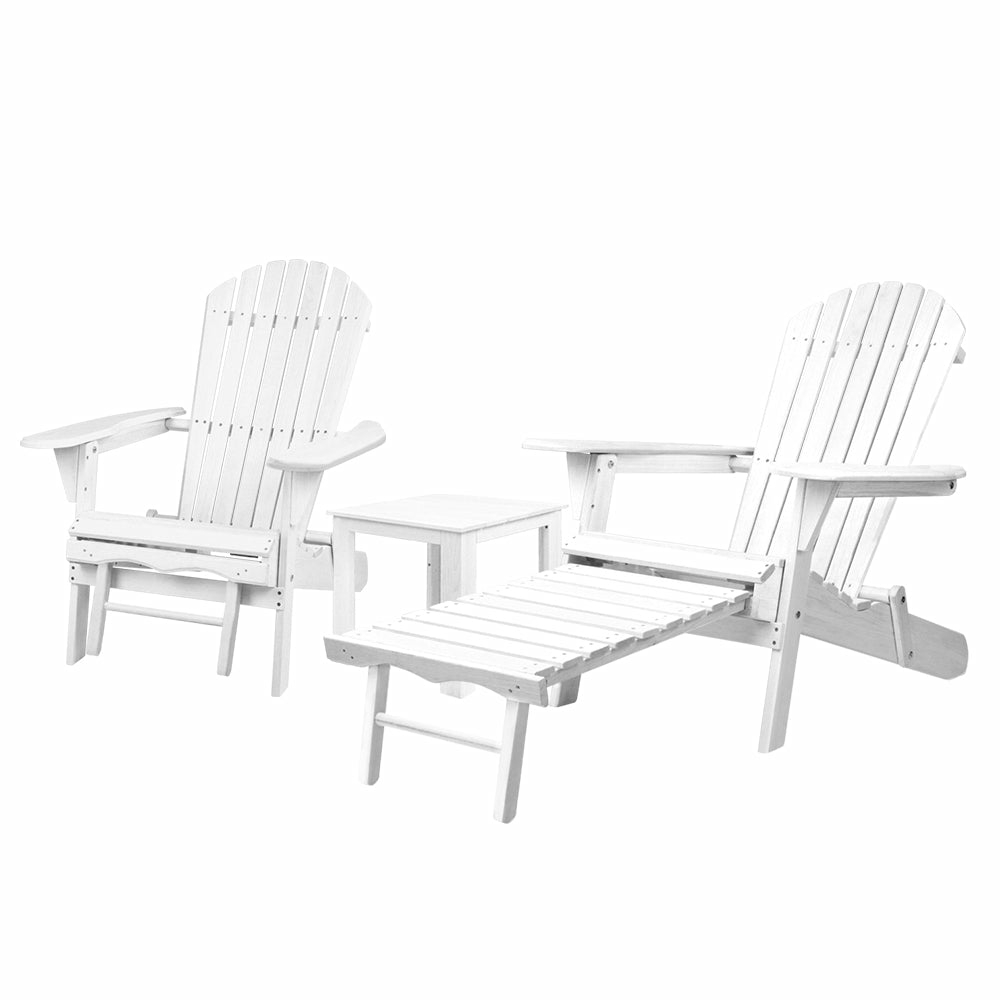 3Pc Hemlock Wood Adirondack Chairs Set With Ottoman Adirondack Chairs