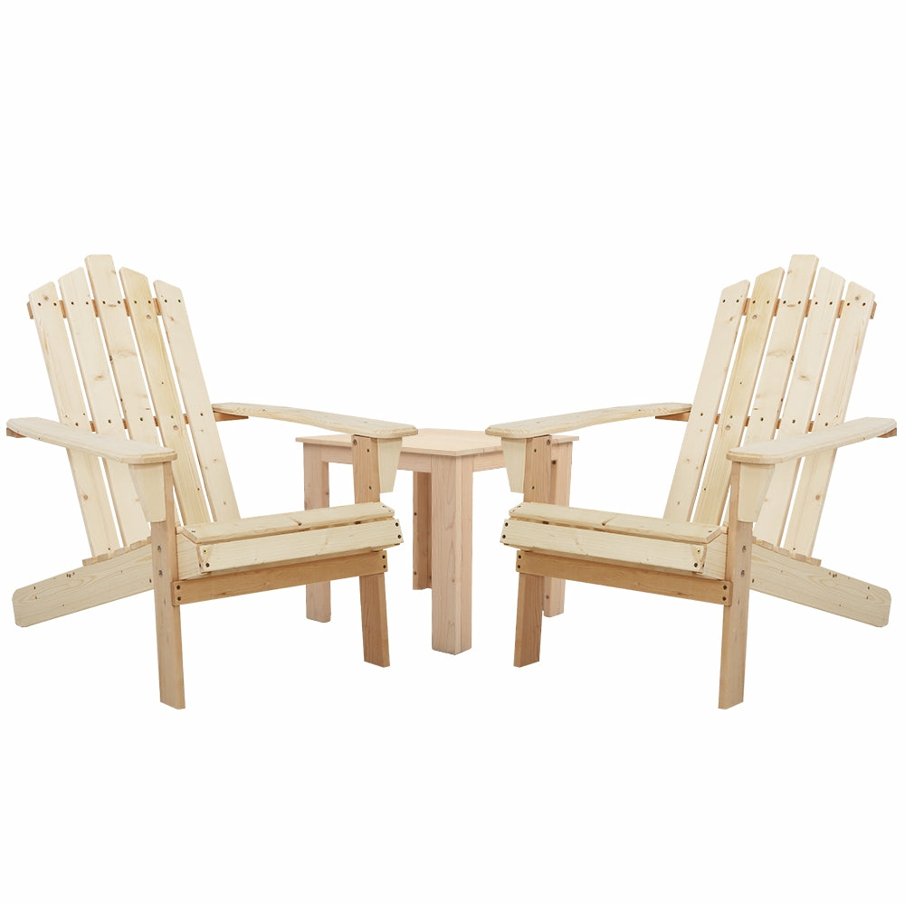 3Pc Wooden Adirondack Chairs Set W/ Table Adirondack Chairs