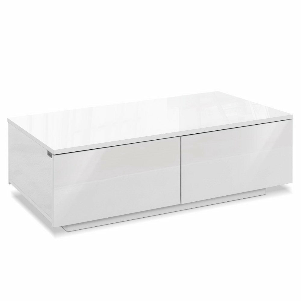 4-Drawer Uv Gloss Coffee Table White Particle Board Coffee Tables