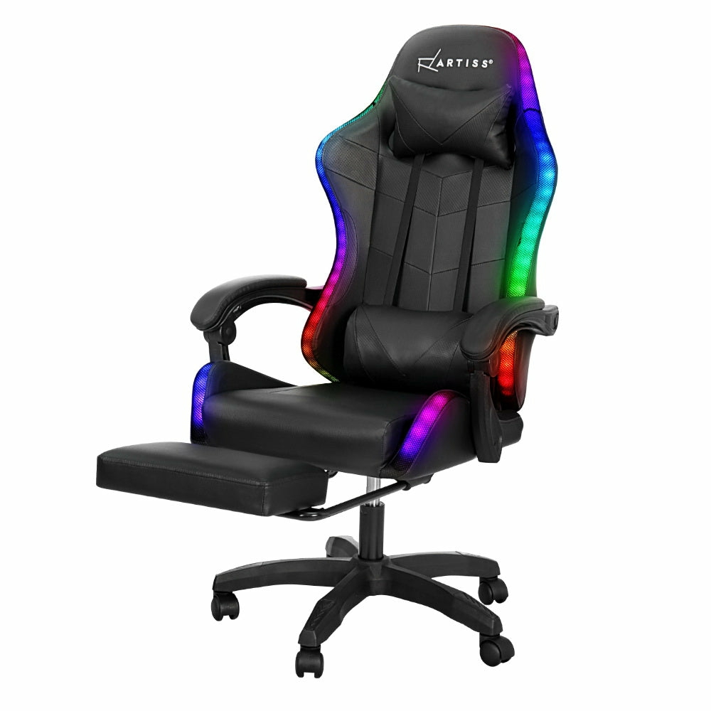 6-Point Massage Led Gaming Office Chair With Footrest Furniture