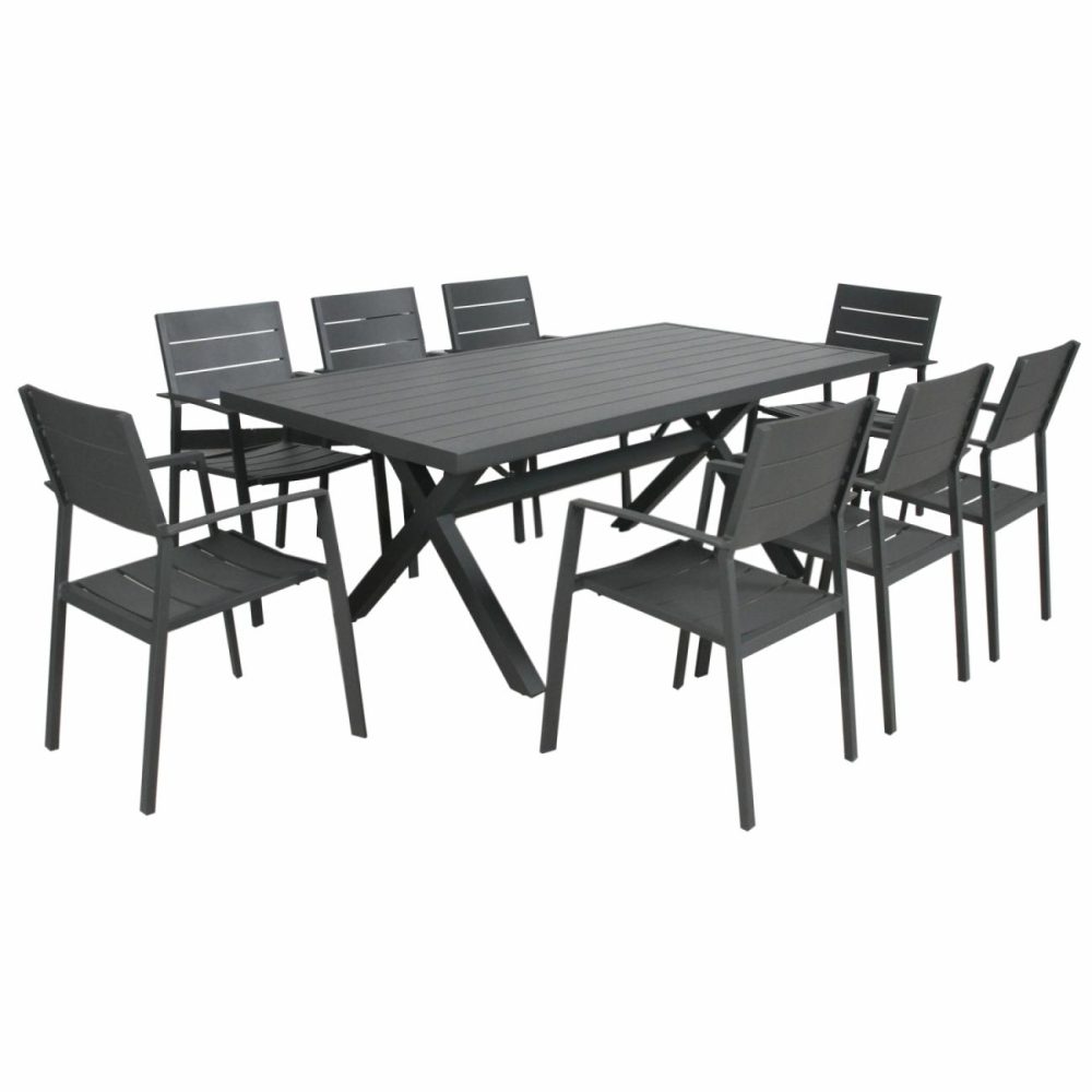 9Pc Gunmetal Outdoor Dining Set Outdoor Dining Sets