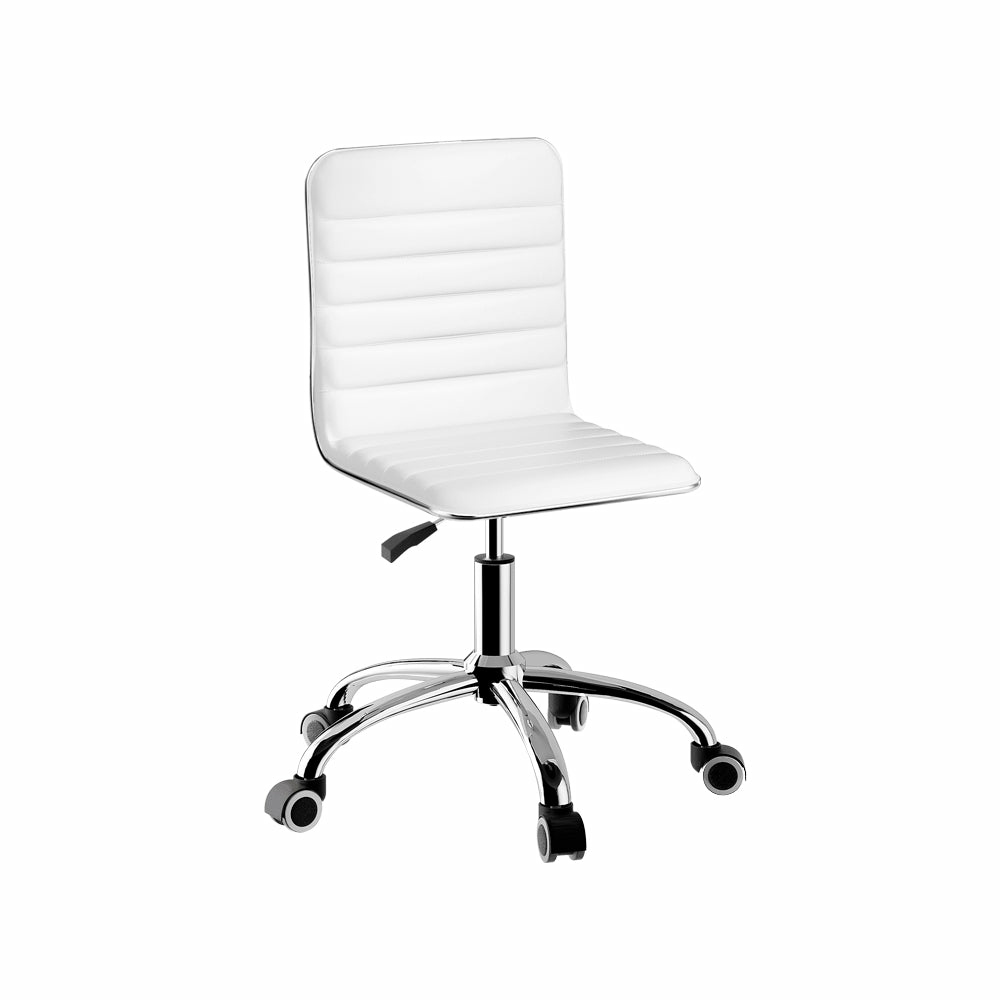 Adjustable Low-Back White Pu Leather Office Chair Furniture