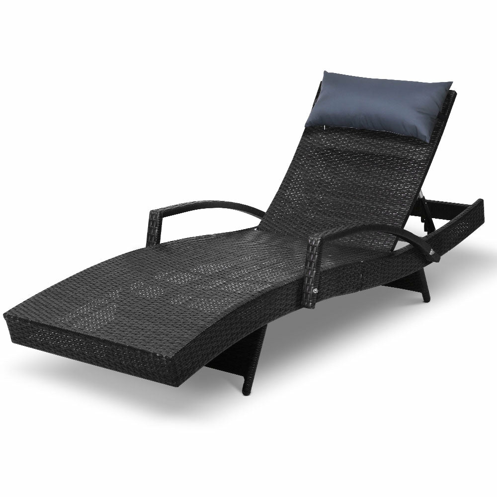 Adjustable Outdoor Wicker Sun Lounge Chair Uv Resistant Garden Accessories