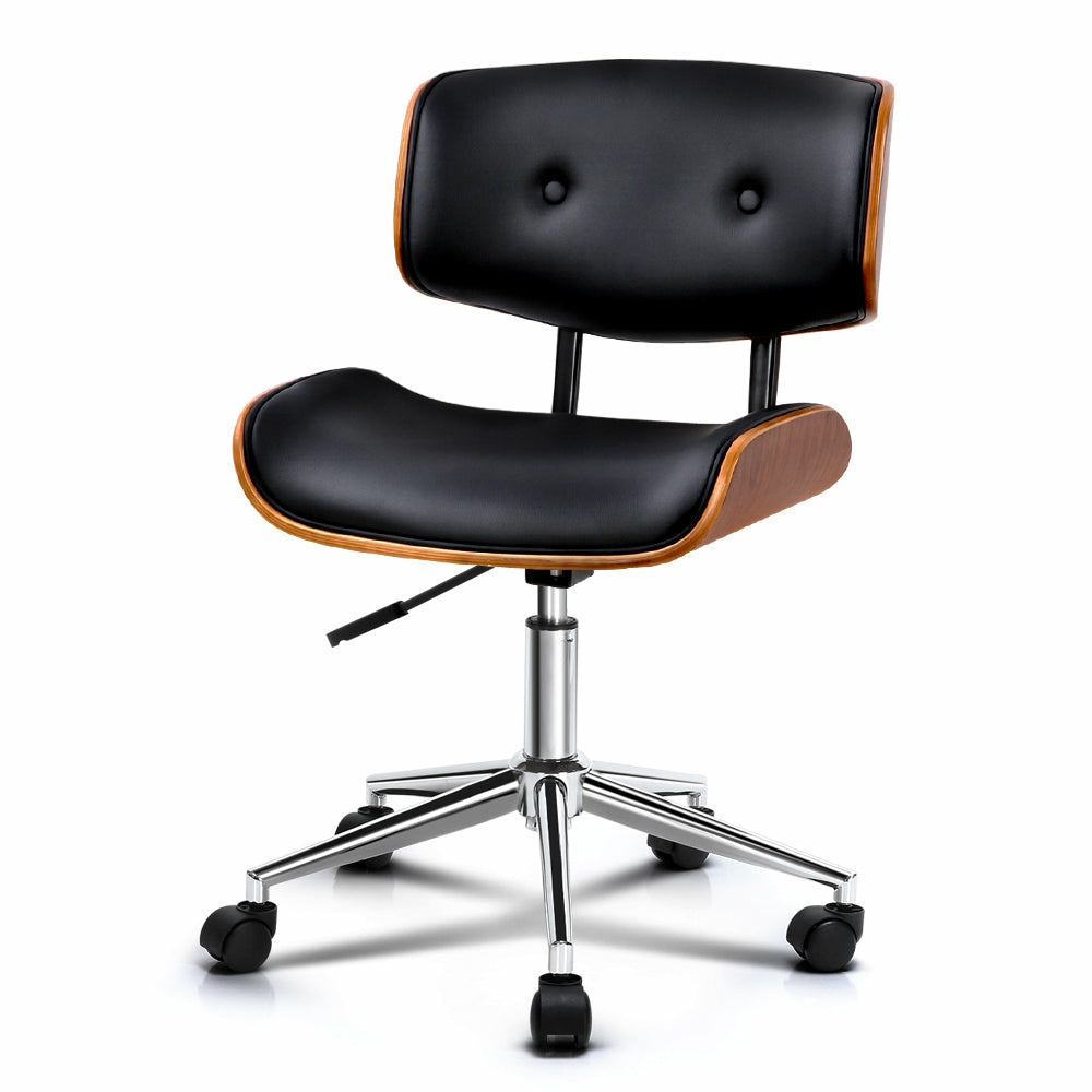 Adjustable Swivel Wooden Office Chair With Pu Leather Furniture