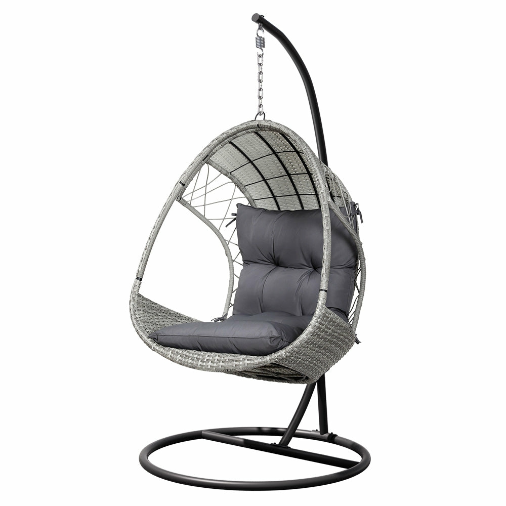 Anti-Rust Resin Wicker Egg Swing Chair W/ Stand-Gardeon Egg Chairs