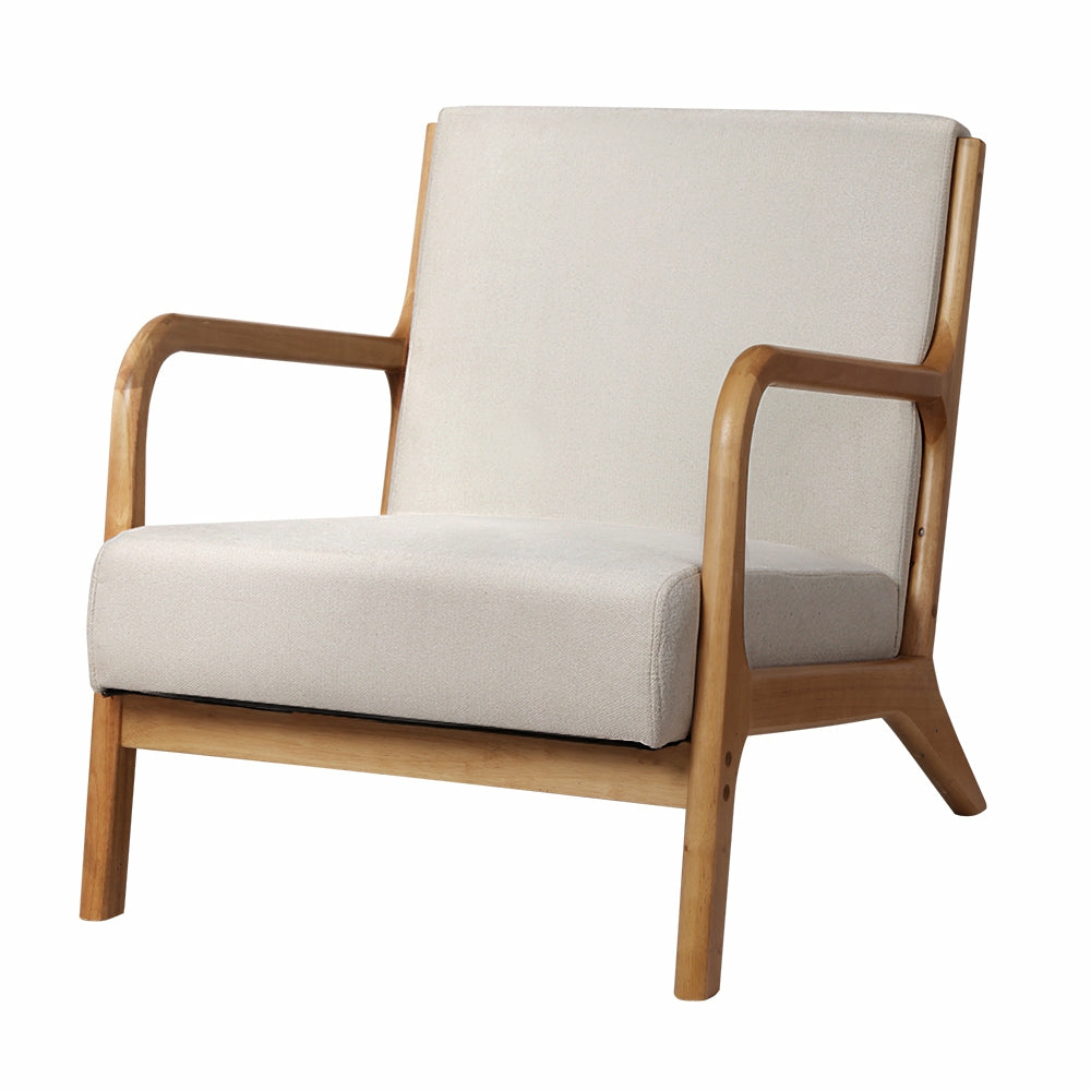 Beige Faux Fabric Armchair Armchairs