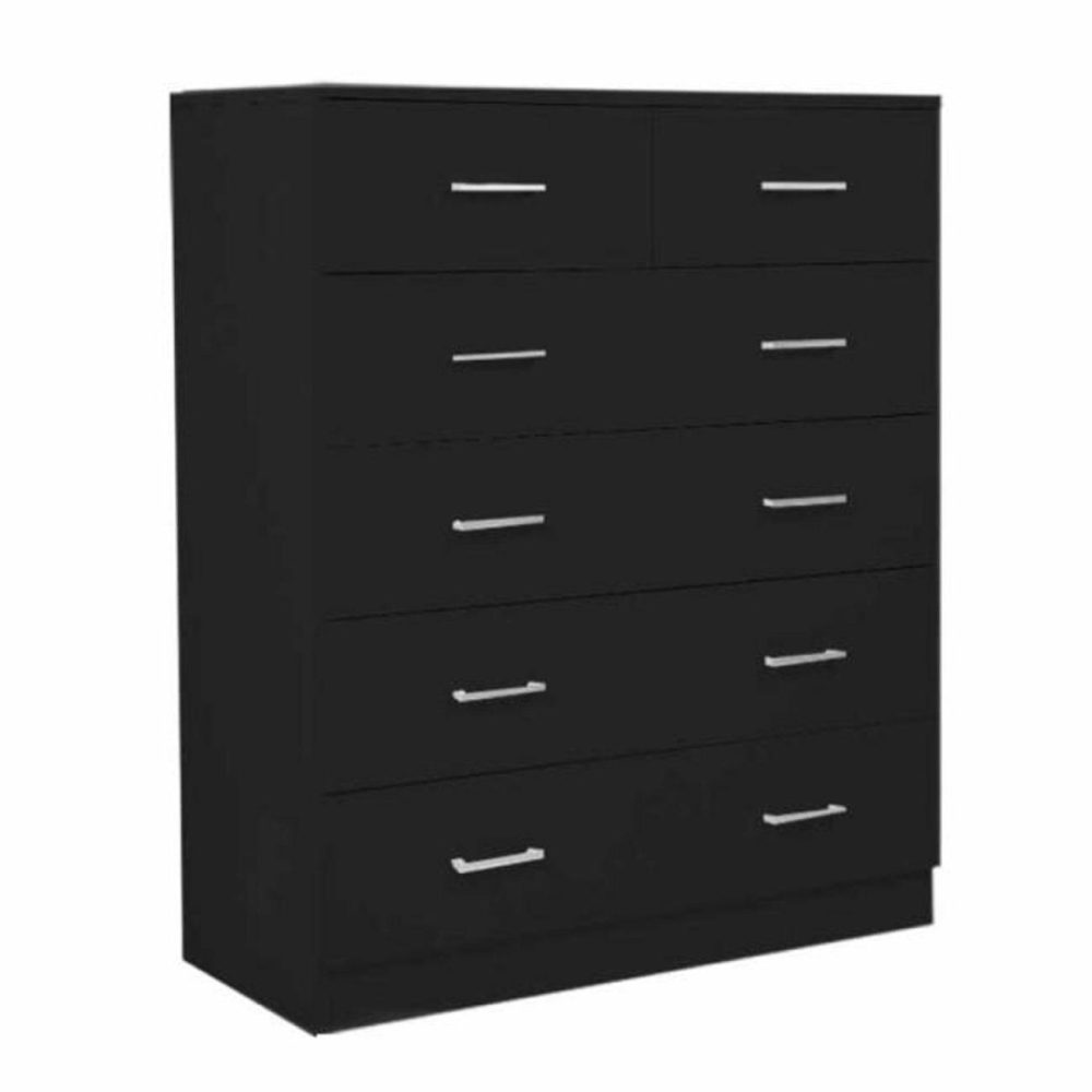 Black 6-Drawer Particle Board Tallboy Dresser Bedroom