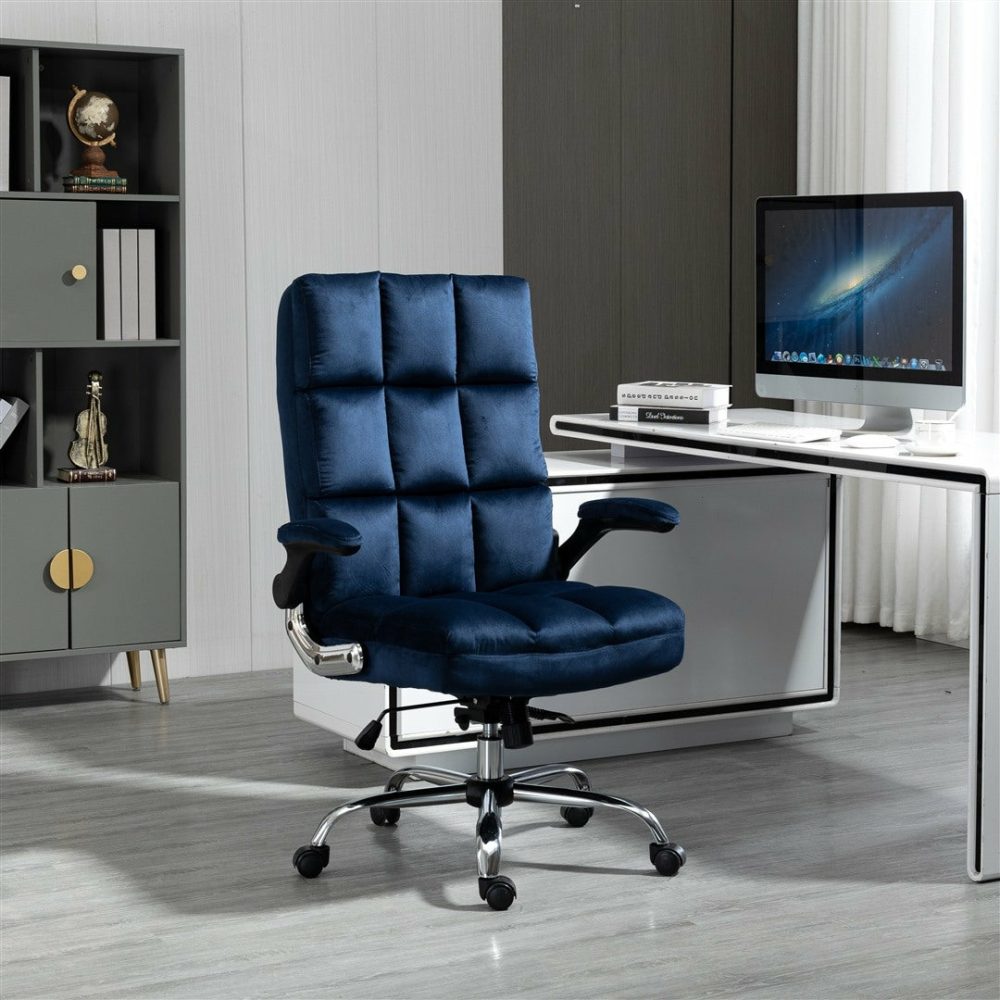 Blue Velvet Ergonomic Swivel Office Chair Furniture