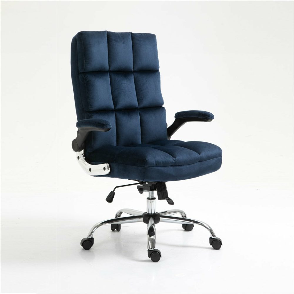 Blue Velvet Ergonomic Swivel Office Chair Furniture