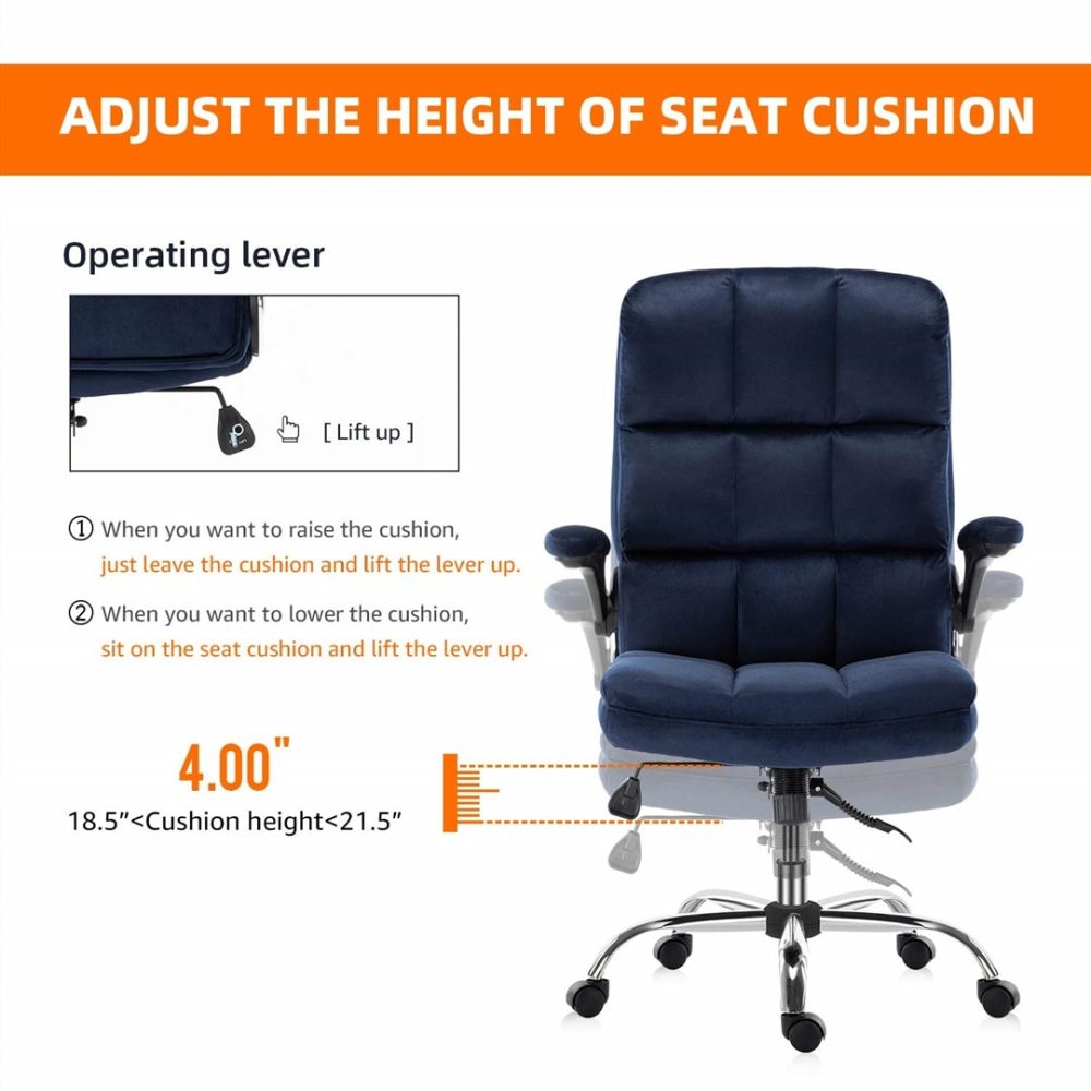 Blue Velvet Ergonomic Swivel Office Chair Furniture