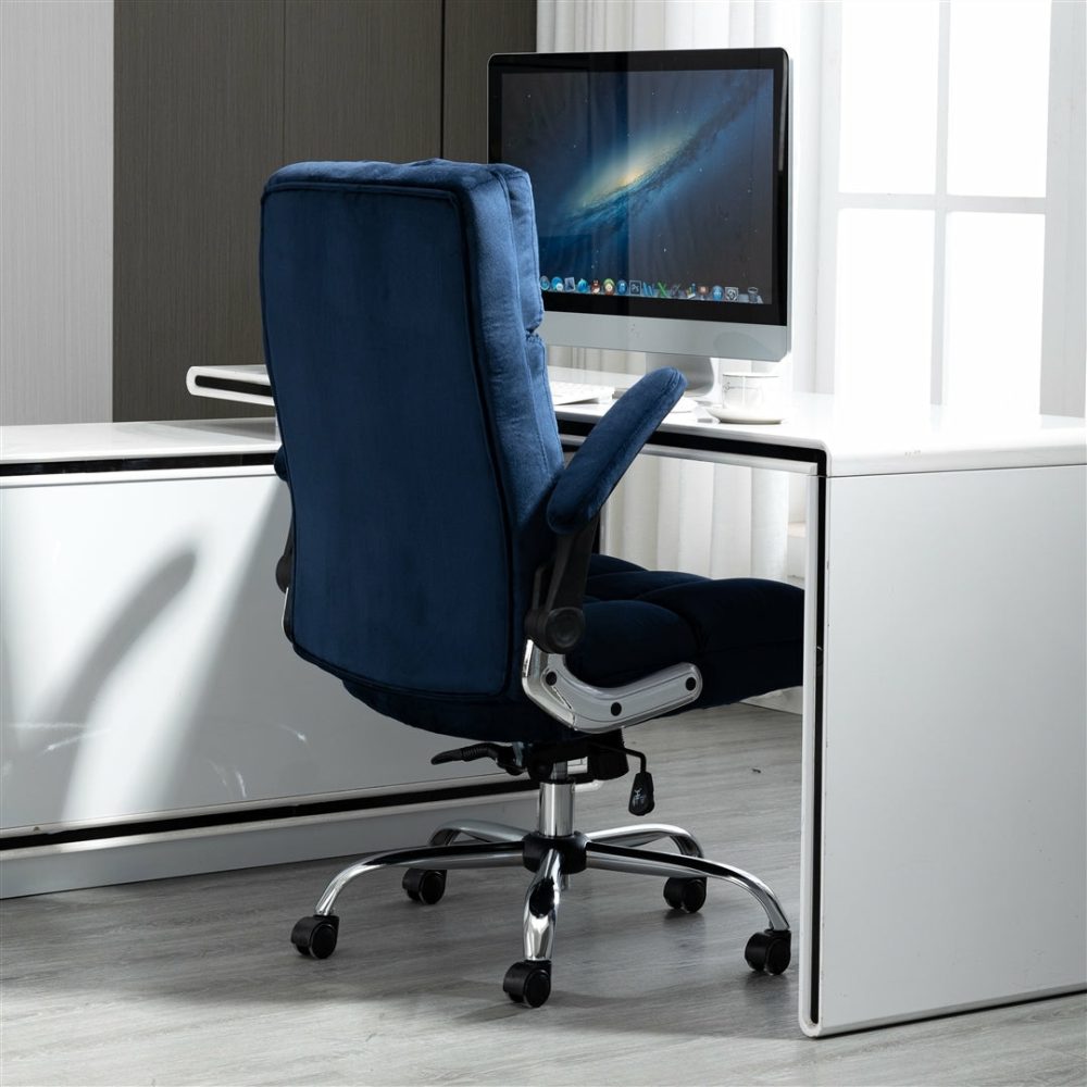 Blue Velvet Ergonomic Swivel Office Chair Furniture