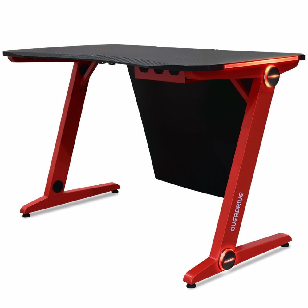 Carbon Fiber Gaming Desk With Red Led Lights Furniture