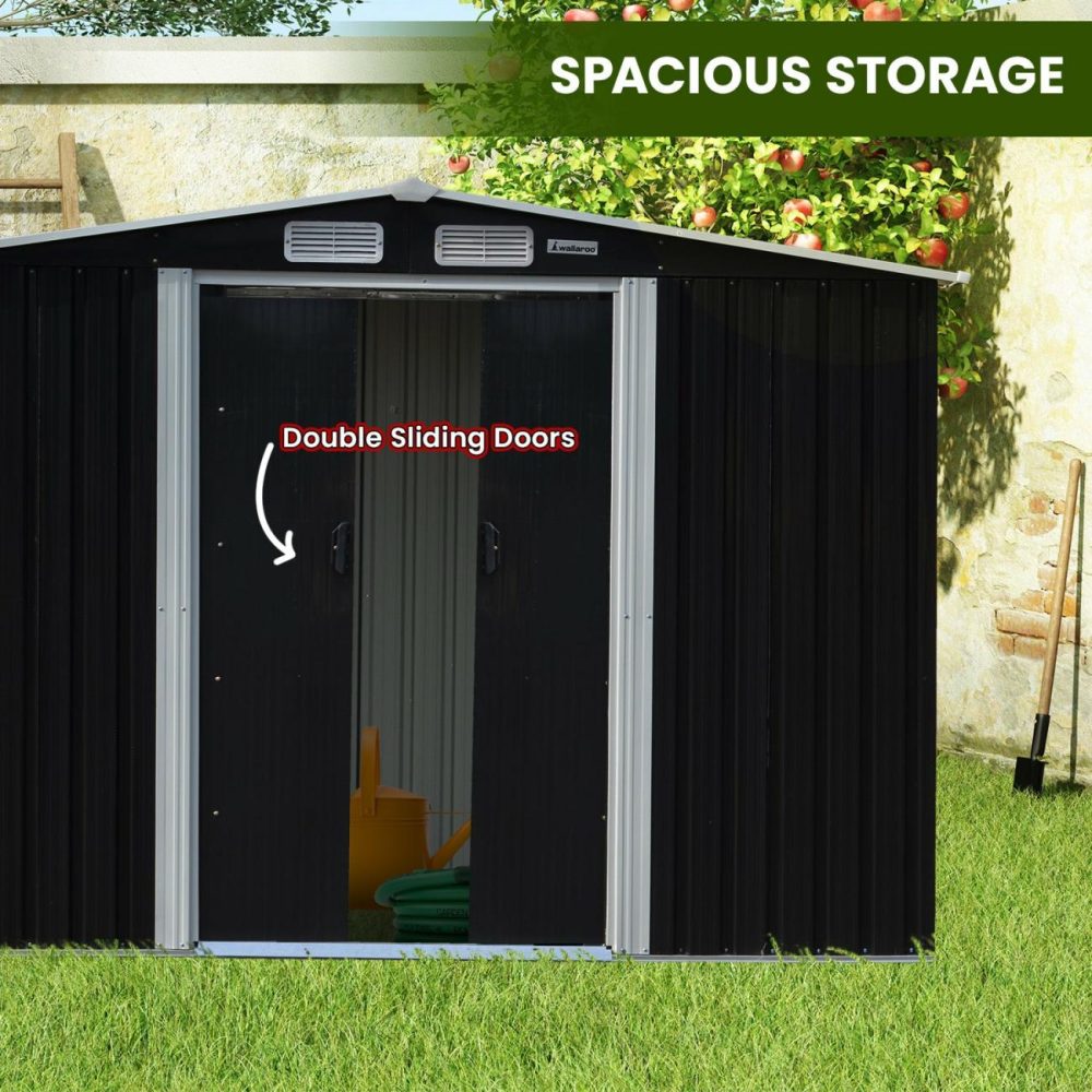 Corrosion-Resistant 6X8Ft Steel Garden Shed With Storage Garden Sheds