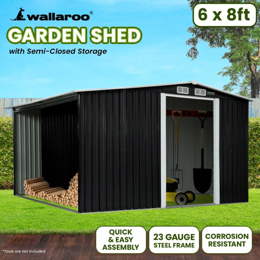 Corrosion-Resistant 6X8Ft Steel Garden Shed With Storage Garden Sheds