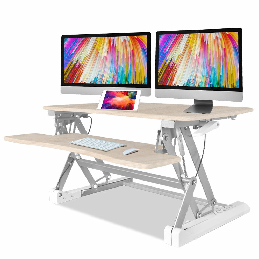 Dual Monitor Height Adjustable Sit Stand Desk Riser Furniture