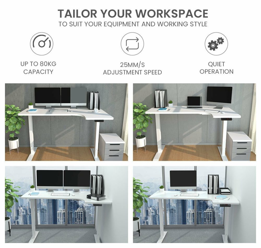 Dual Motor L-Shaped Adjustable Standing Desk Furniture