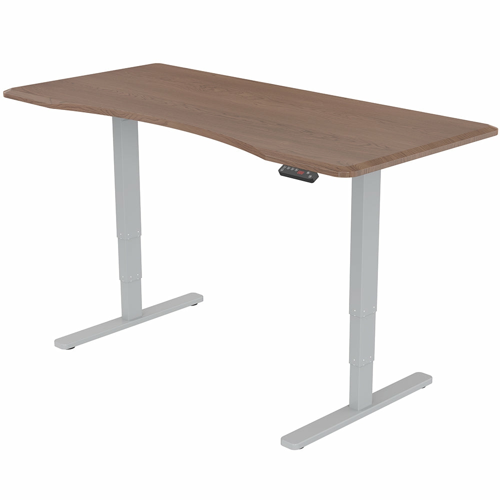 Dual Motor Walnut Sit-To-Stand Desk Furniture