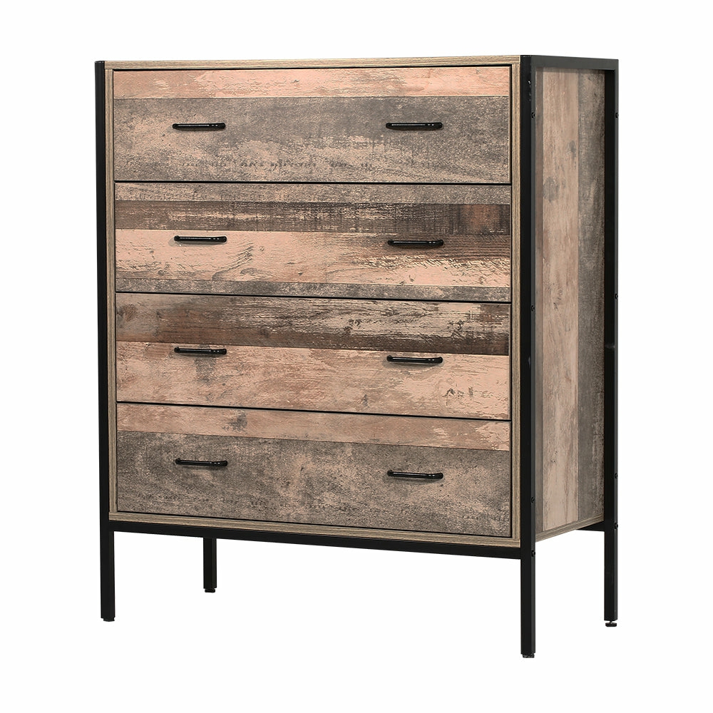 Durable 4-Drawer Tallboy Chest With Metal Legs Bedroom