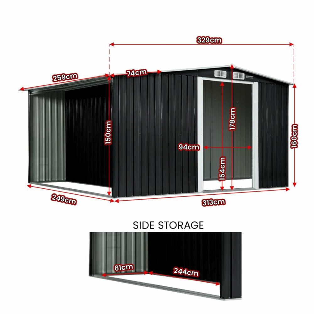 Durable 8X8Ft Galvanized Steel Garden Shed With Ventilation Garden Sheds