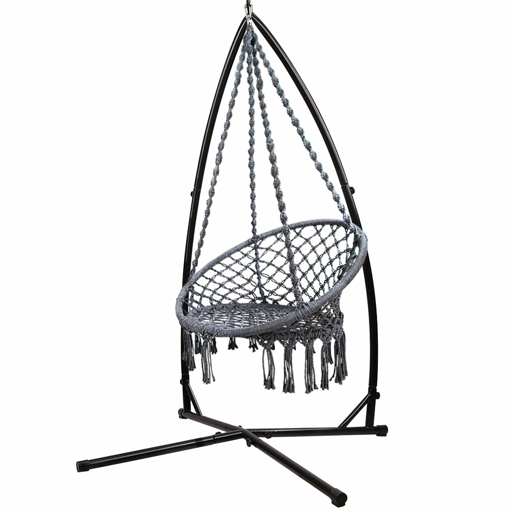 Durable Macrame Hammock Chair Set With Stand Garden Accessories