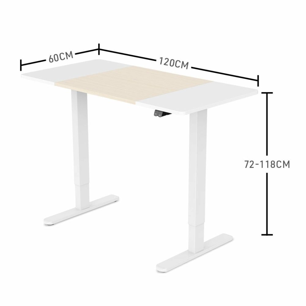 Electric Height Adjustable Sit Stand Desk 120X60Cm Light Oak Furniture