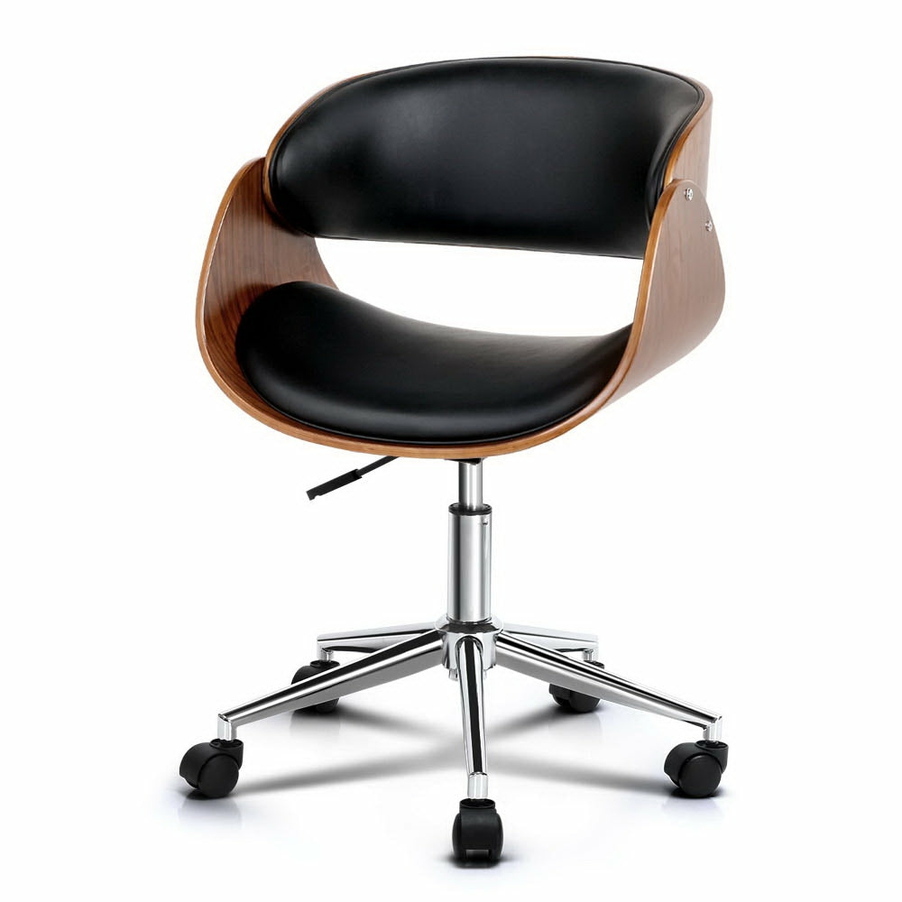 Elegant Wooden Office Chair With Pu Leather Seat Furniture