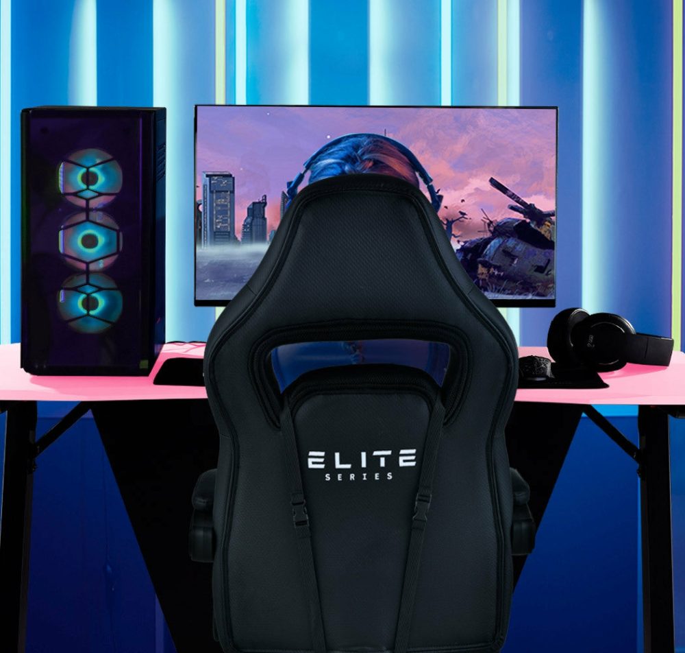 Ergonomic Pink Gaming Chair With Lumbar Support & Footrest Furniture