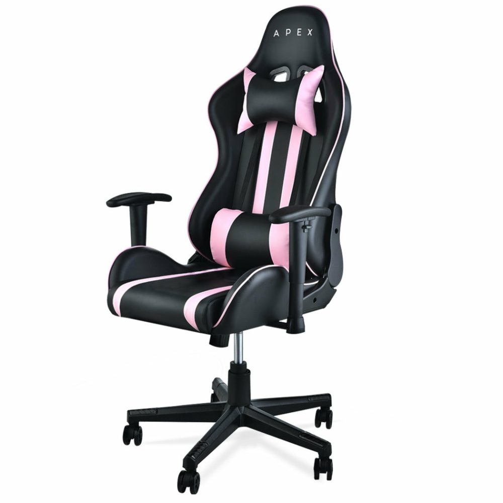 Ergonomic Pink Reclining Gaming Chair With Lumbar Support Furniture