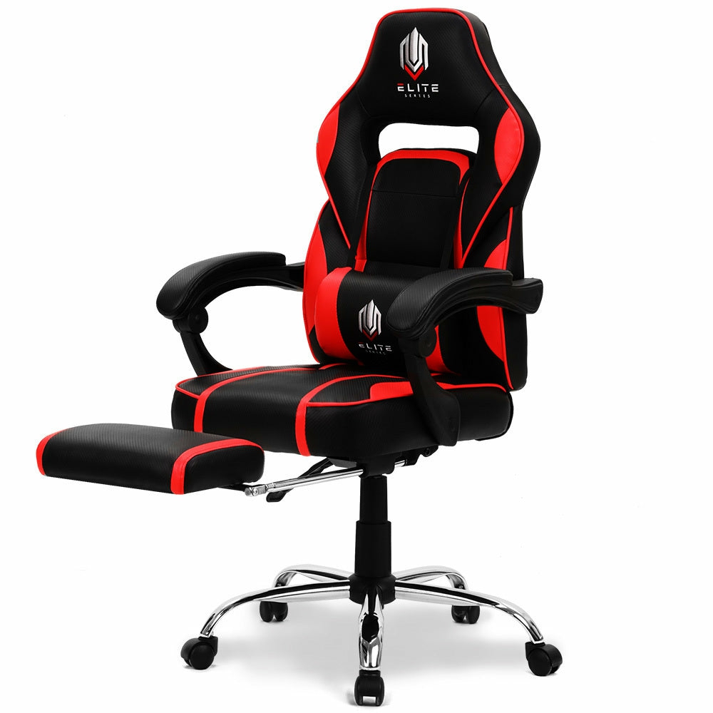 Ergonomic Reclining Gaming Chair W/ Footrest Red Furniture