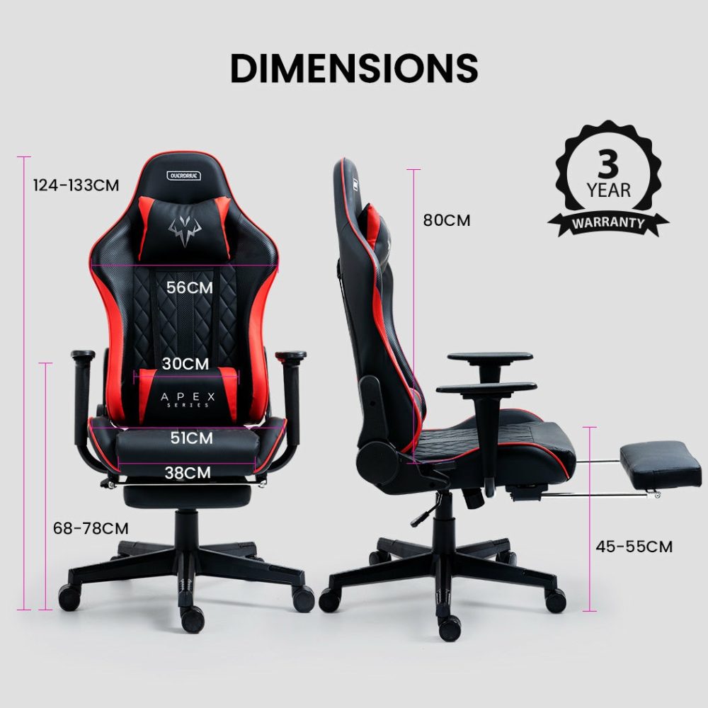 Ergonomic Reclining Gaming Chair W/ Footrest Furniture