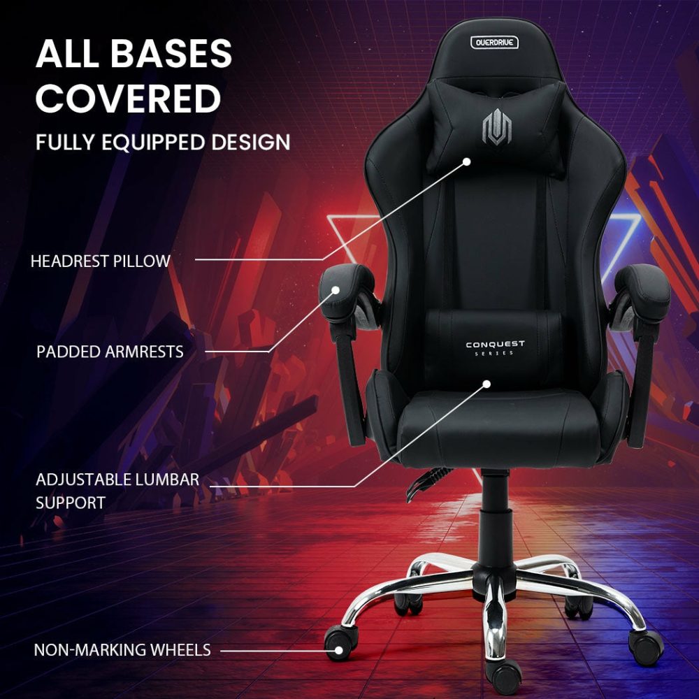 Ergonomic Reclining Gaming Chair With Lumbar Neck Pillows Furniture