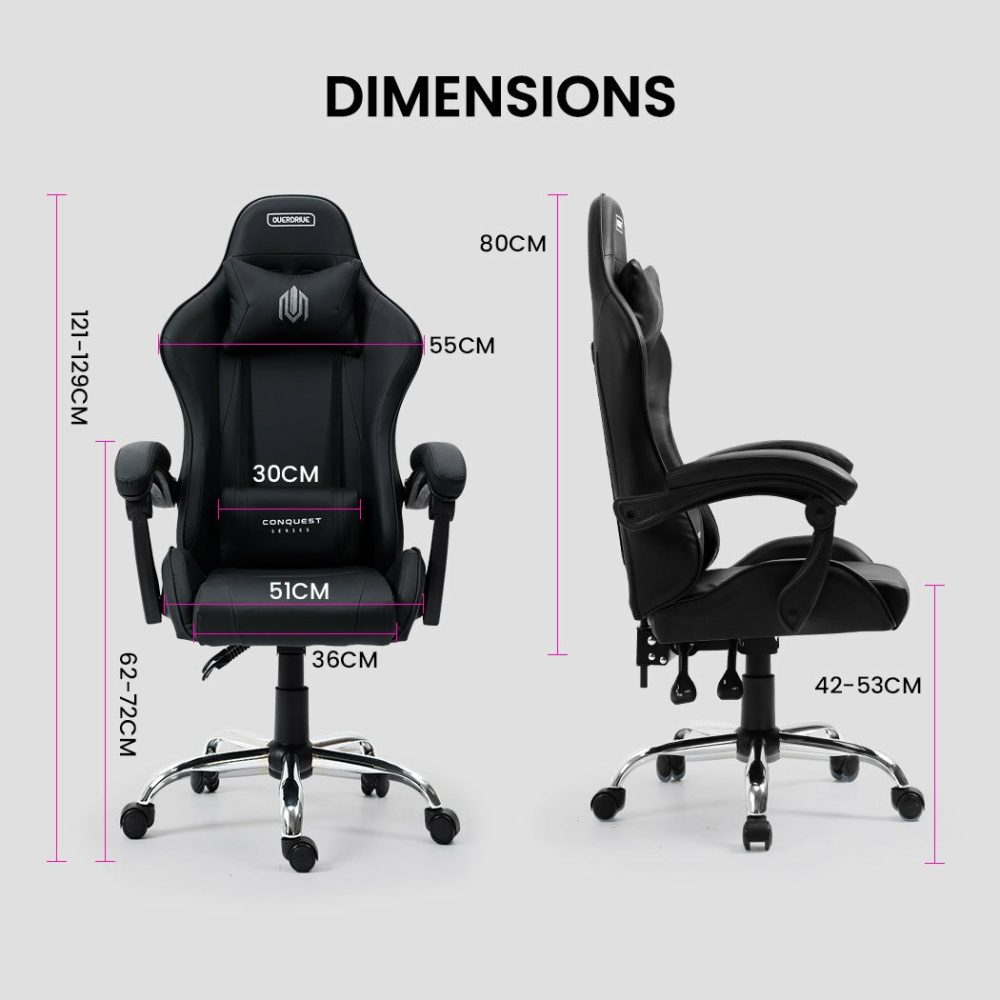 Ergonomic Reclining Gaming Chair With Lumbar Neck Pillows Furniture