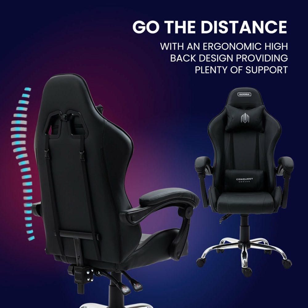 Ergonomic Reclining Gaming Chair With Lumbar Neck Pillows Furniture