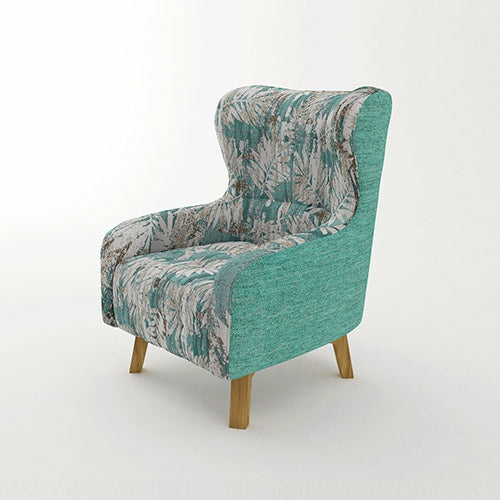 Floral Print High Back Armchair With Wooden Legs Armchairs