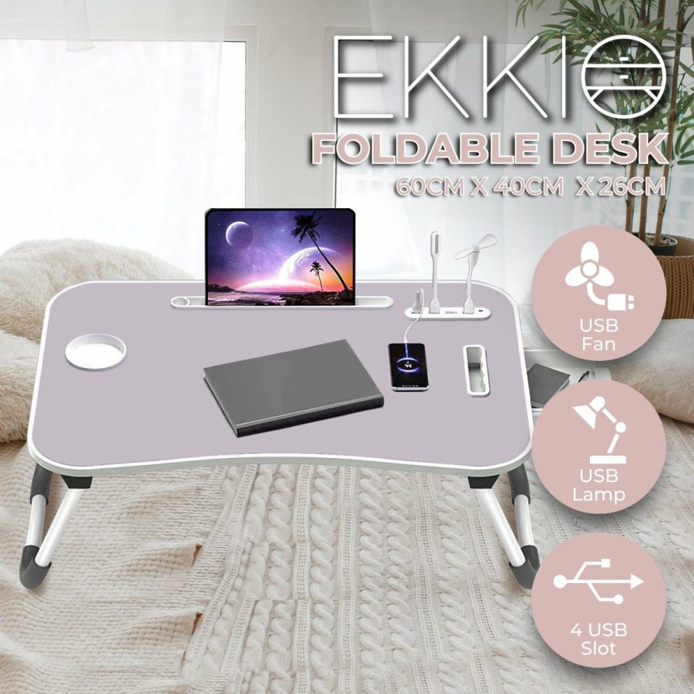 Foldable Laptop Bed Desk W/ Usb Ports & Accessories Furniture