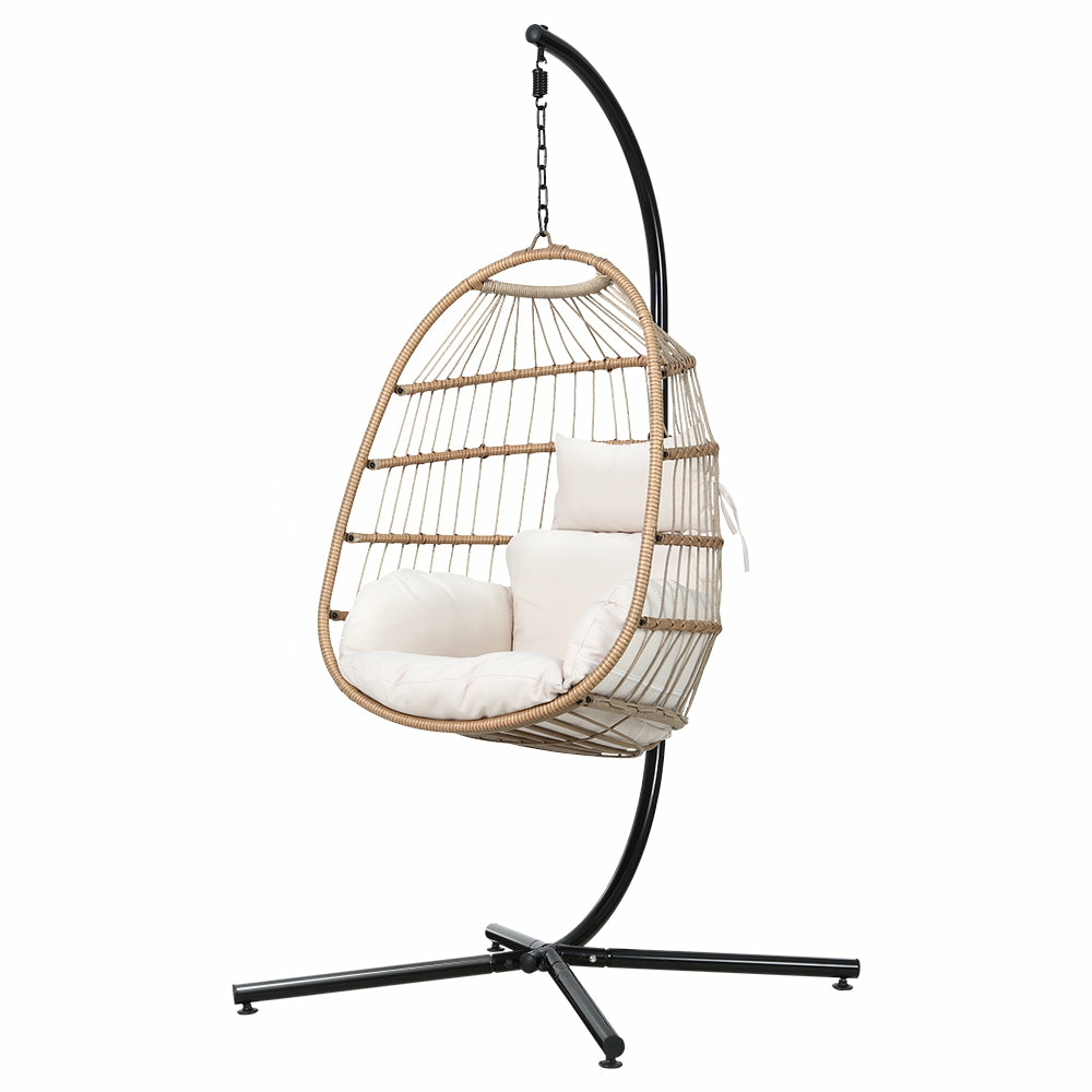 Foldable Resin Wicker Egg Swing Chair W/Stand Egg Chairs