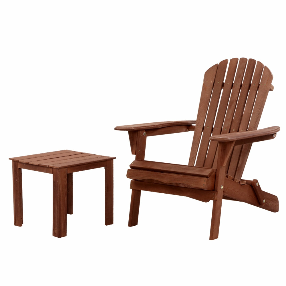 Foldable Wooden Adirondack Chair & Table Set Adirondack Chairs