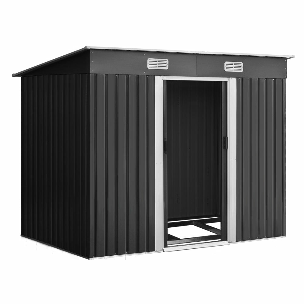 Galvanized Steel Garden Shed 2.38X1.31M W/ Base Garden Sheds