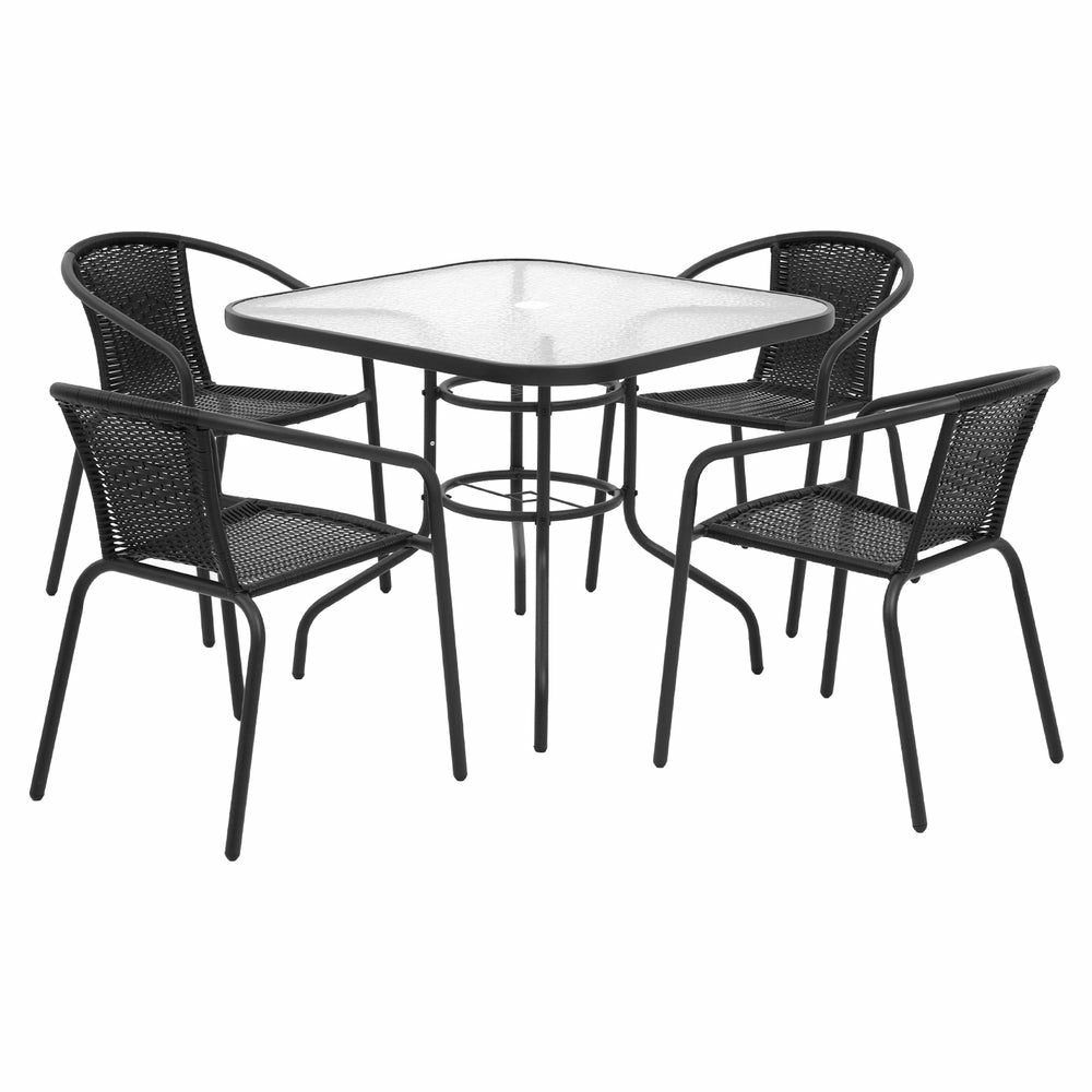 Gardeon Outdoor Dining Set 5 Piece Steel Stackable Chairs Table Patio Furniture Outdoor Dining Sets