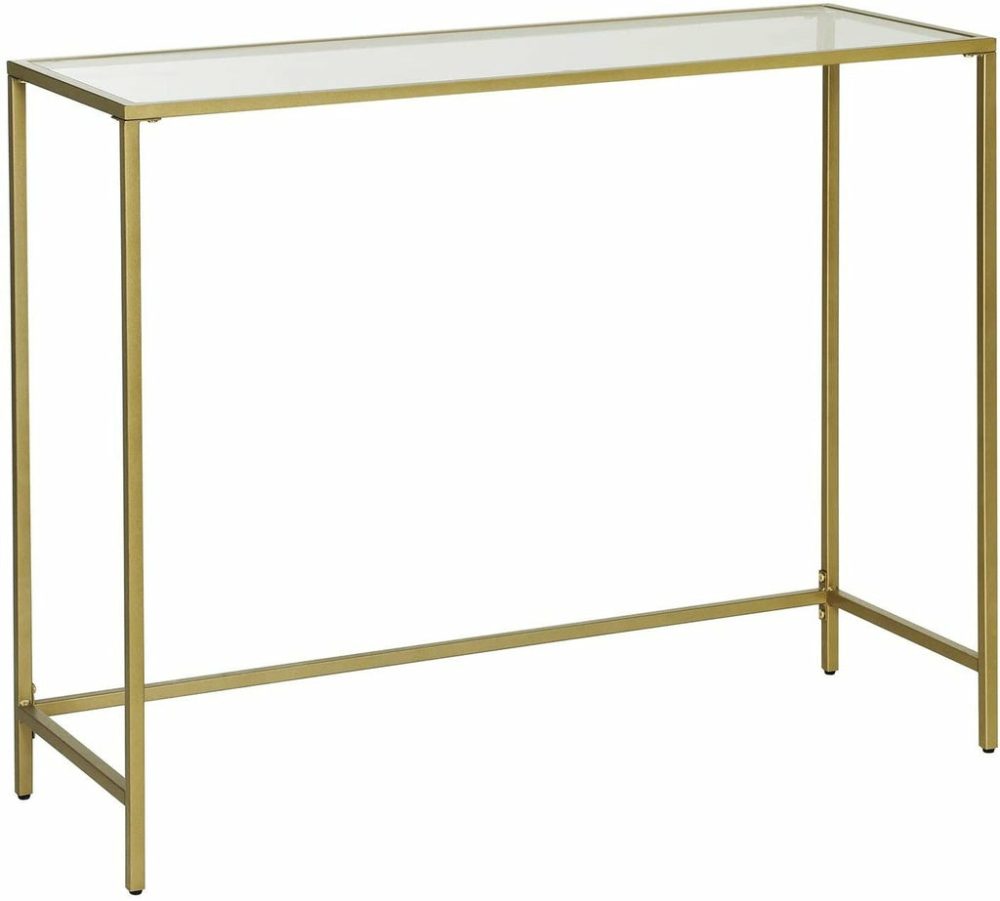 Golden Tempered Glass Console Table Furniture