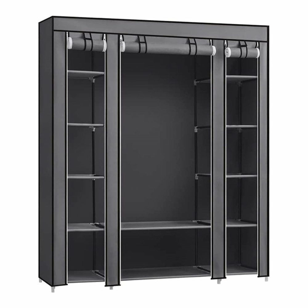 Gray Portable Closet Organizer With Shelves Bedroom