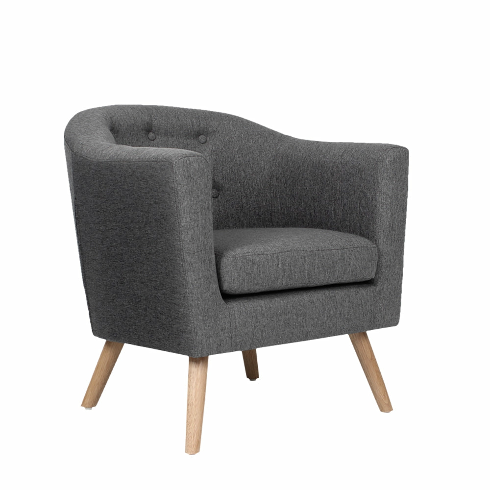 Grey Linen Upholstered Armchair Armchairs