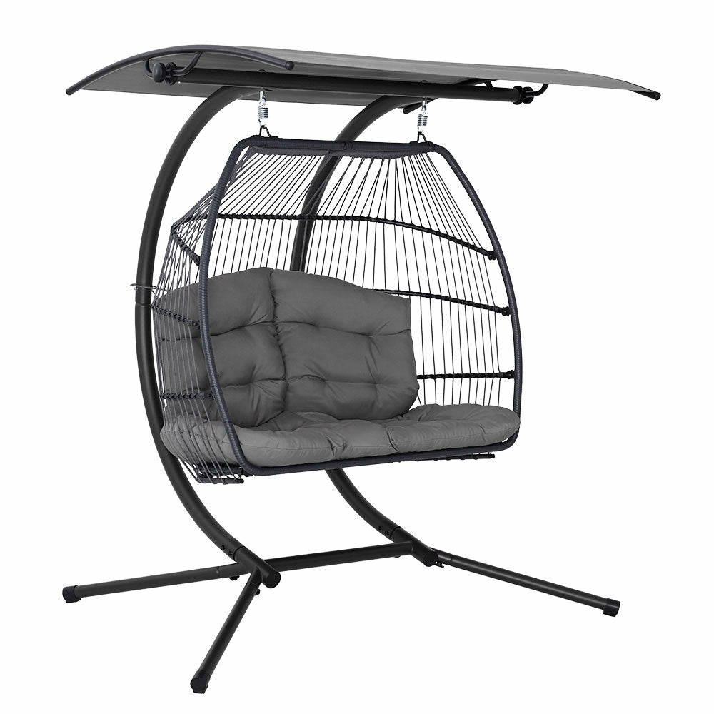 Hand-Woven 2-Seater Egg Swing Chair With Canopy Egg Chairs