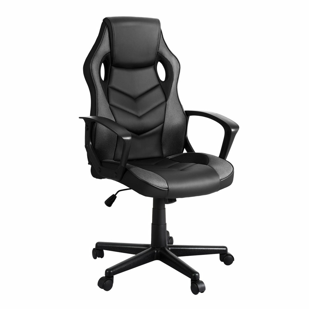 High-Back Grey Gaming Office Chair 360° Rotating Furniture