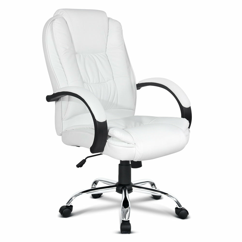 High-Back Leather Executive Office Chair White Furniture