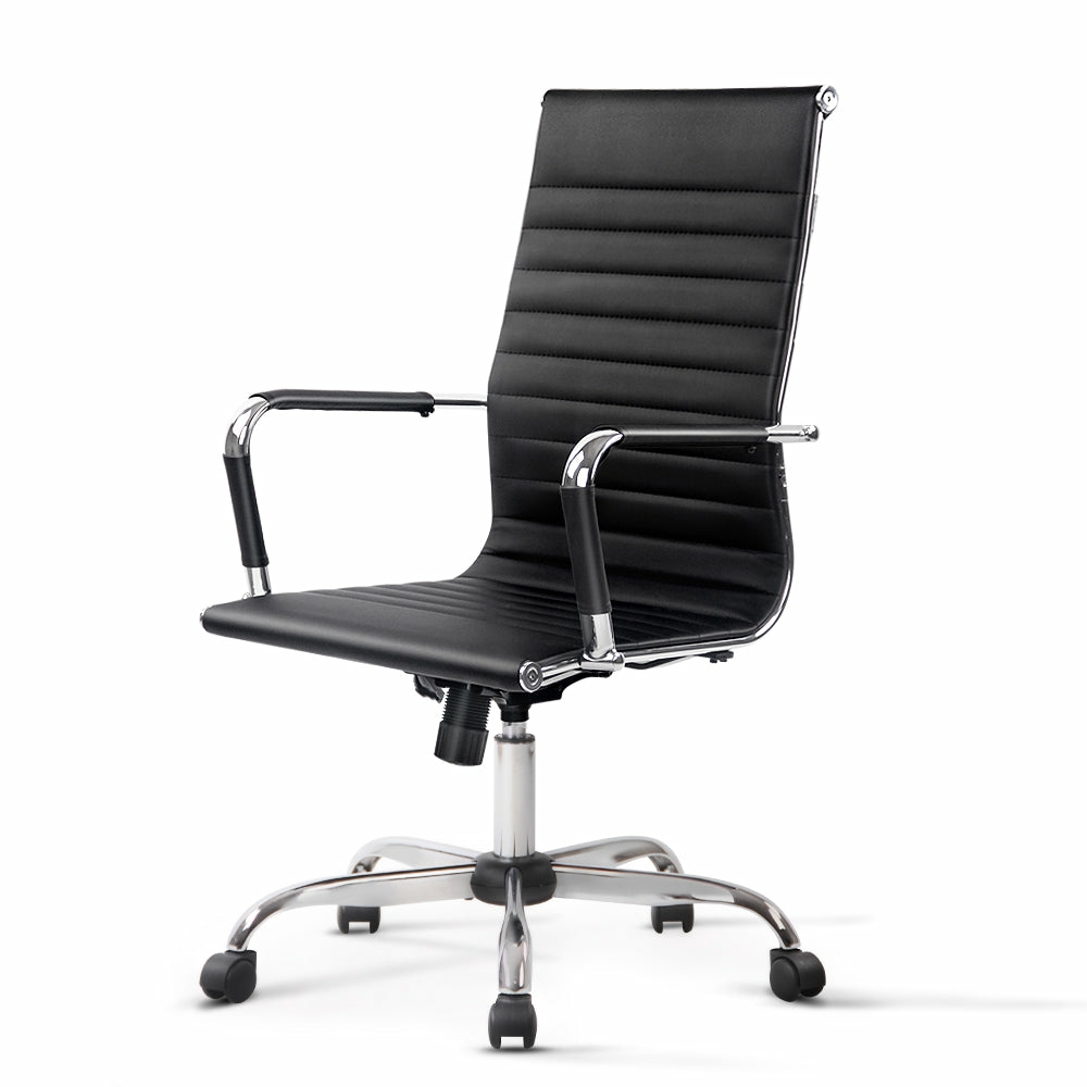 High Back Pu Leather Office Chair With Chrome Base Furniture