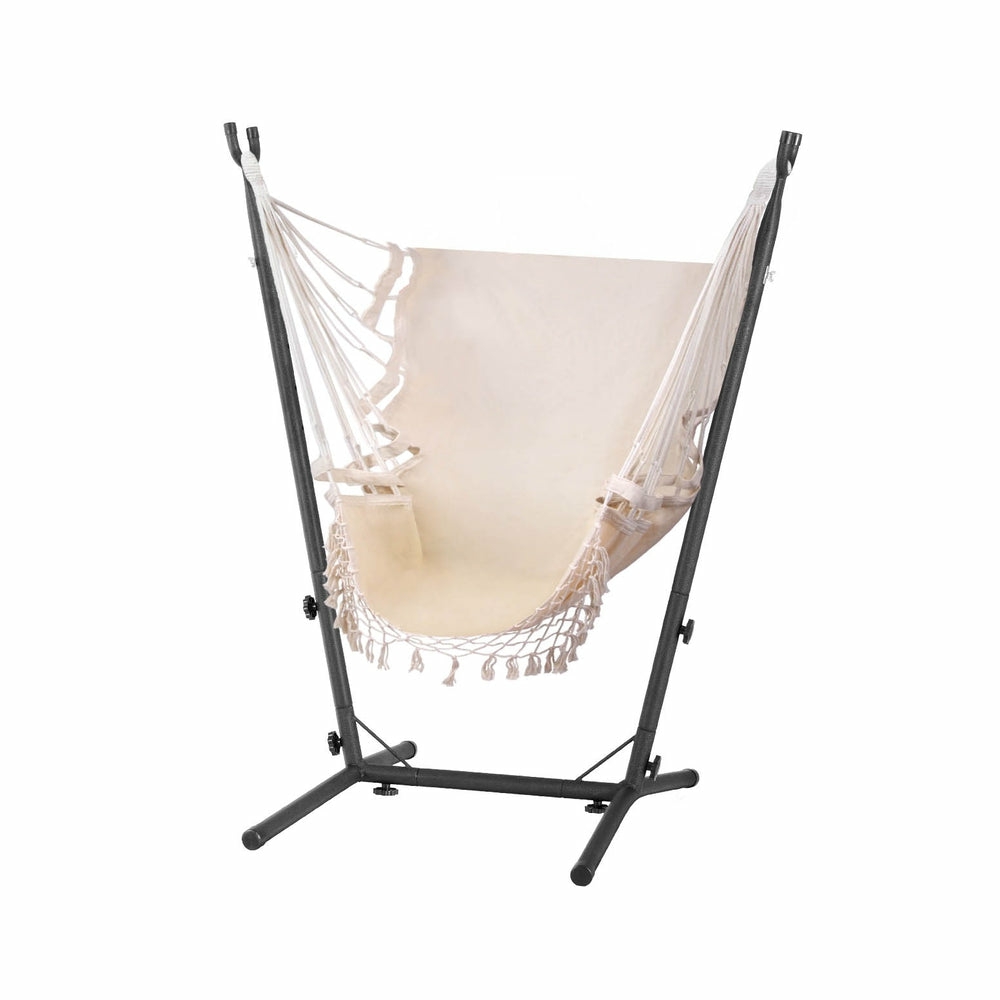 Indoor Outdoor Hammock Chair With Stand Cream Garden Accessories