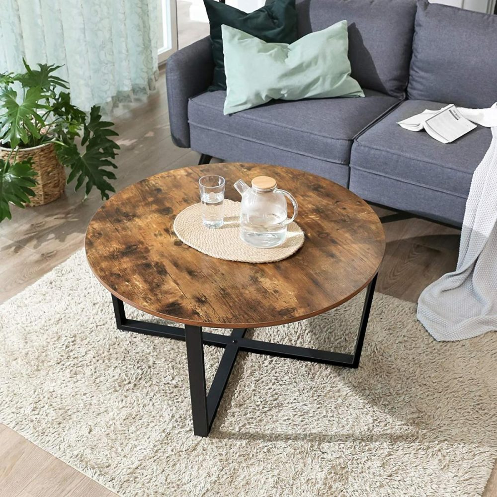 Large Rustic Brown Round Coffee Table Coffee Tables